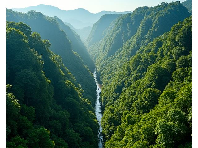 Lush green Daintree rainforest canopy from above